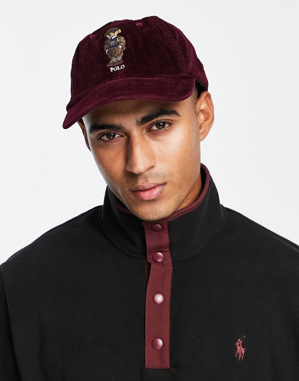 

Бордовая вельветовая бейсболка Polo Ralph Lauren с логотипом в виде медведя