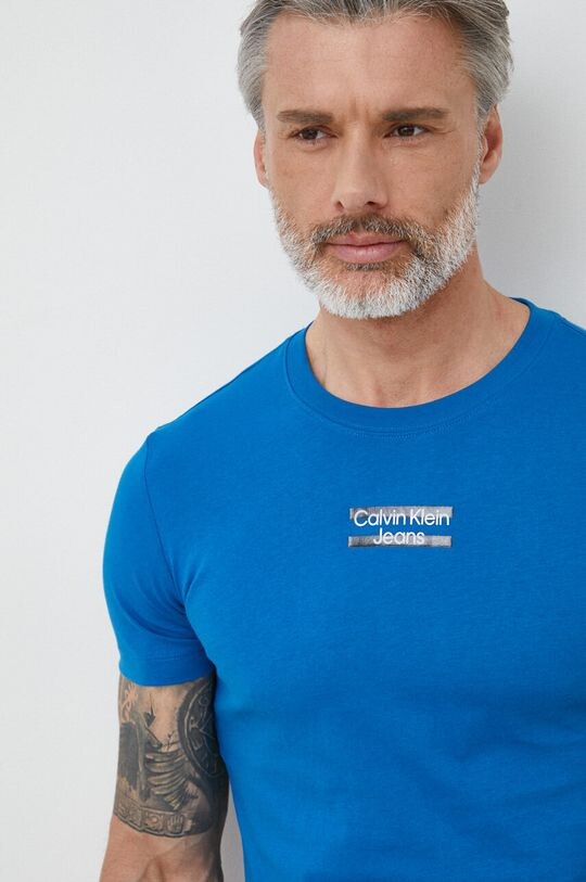 

Хлопковая футболка Calvin Klein Jeans, синий