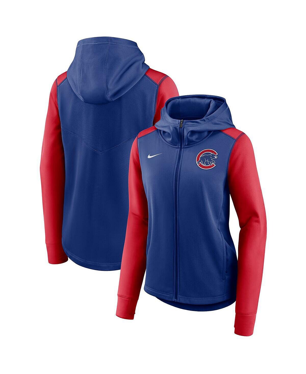 

Женская толстовка с молнией во всю длину Royal, Red Chicago Cubs Authentic Collection Nike