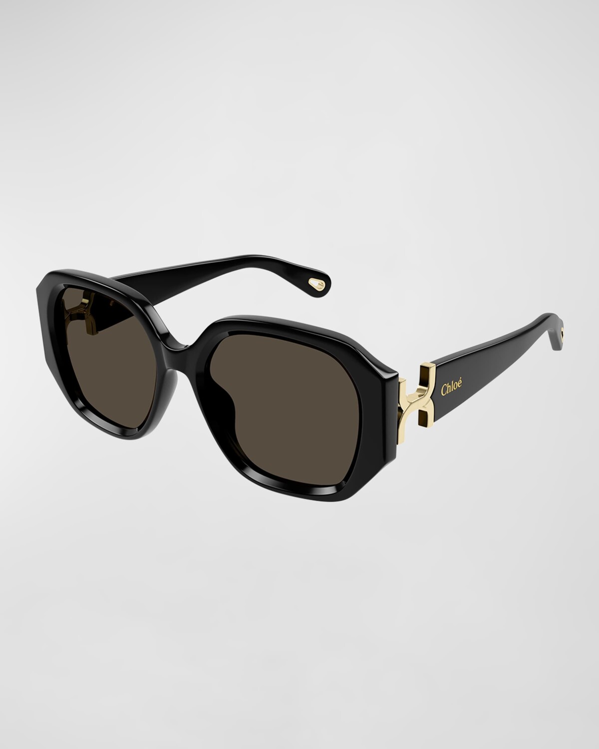 

Квадратные солнцезащитные очки с логотипом из ацетата Chloé, цвет Shiny Black