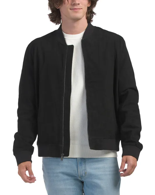 

Замшевый бомбер Cole Haan, черный