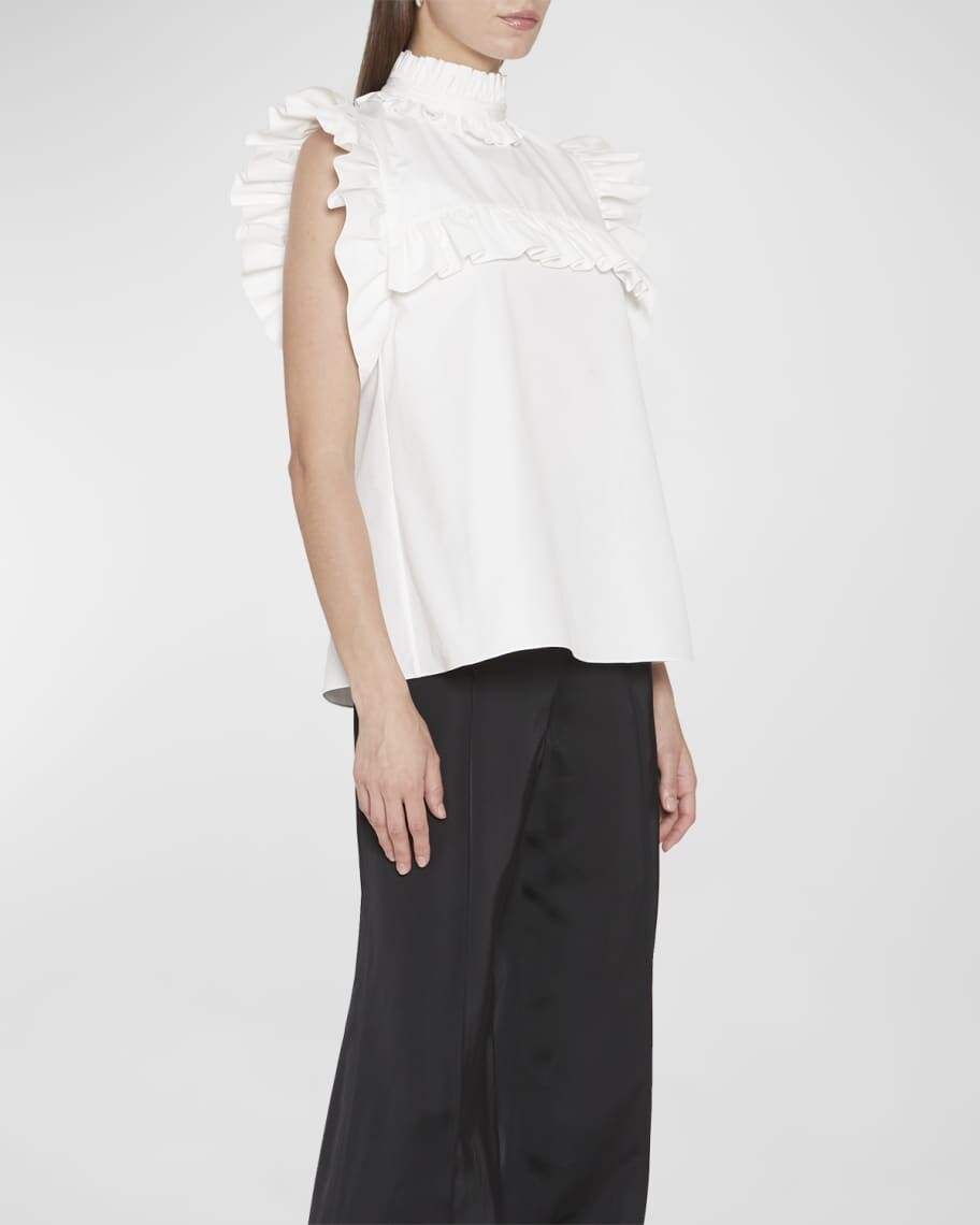 

Свободный топ без рукавов с высоким воротником и оборками Jil Sander