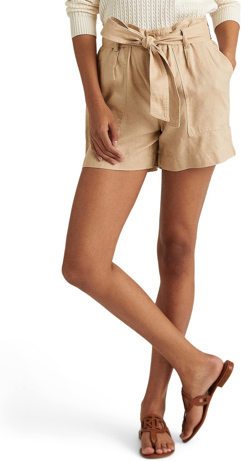 

Льняные шорты с поясом LAUREN Ralph Lauren, цвет Birch Tan