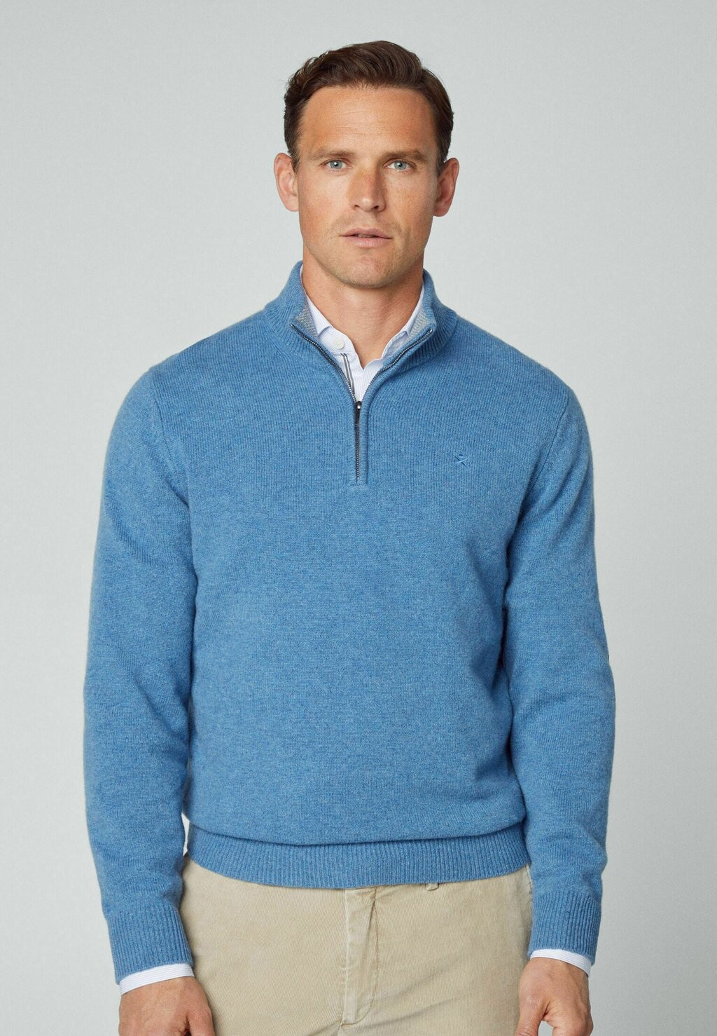 

Вязаный свитер Hackett London, цвет steel blue
