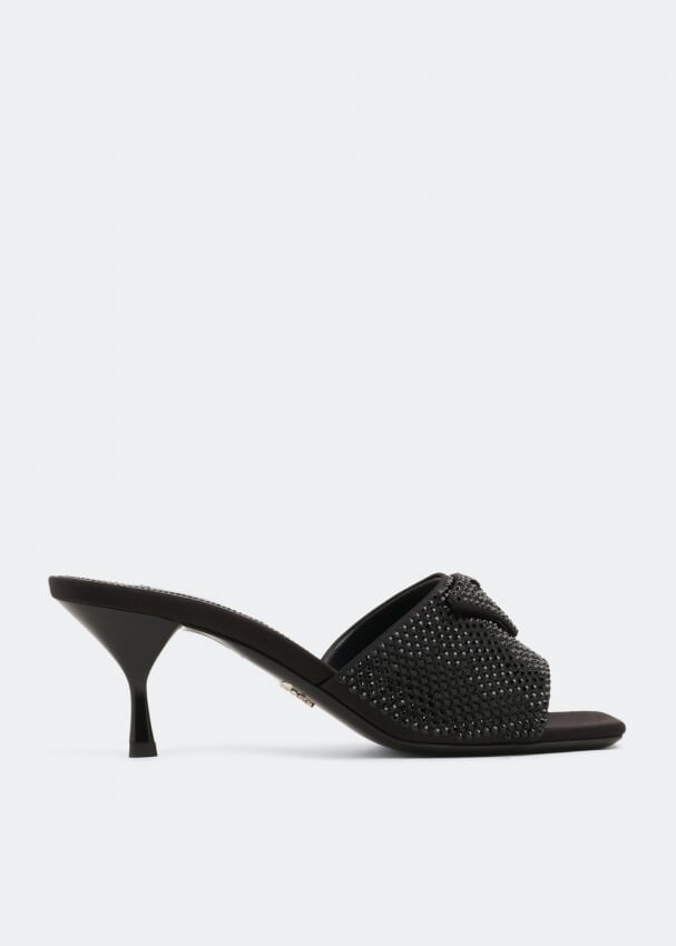 

Сандалии PRADA Satin crystal sandals, черный