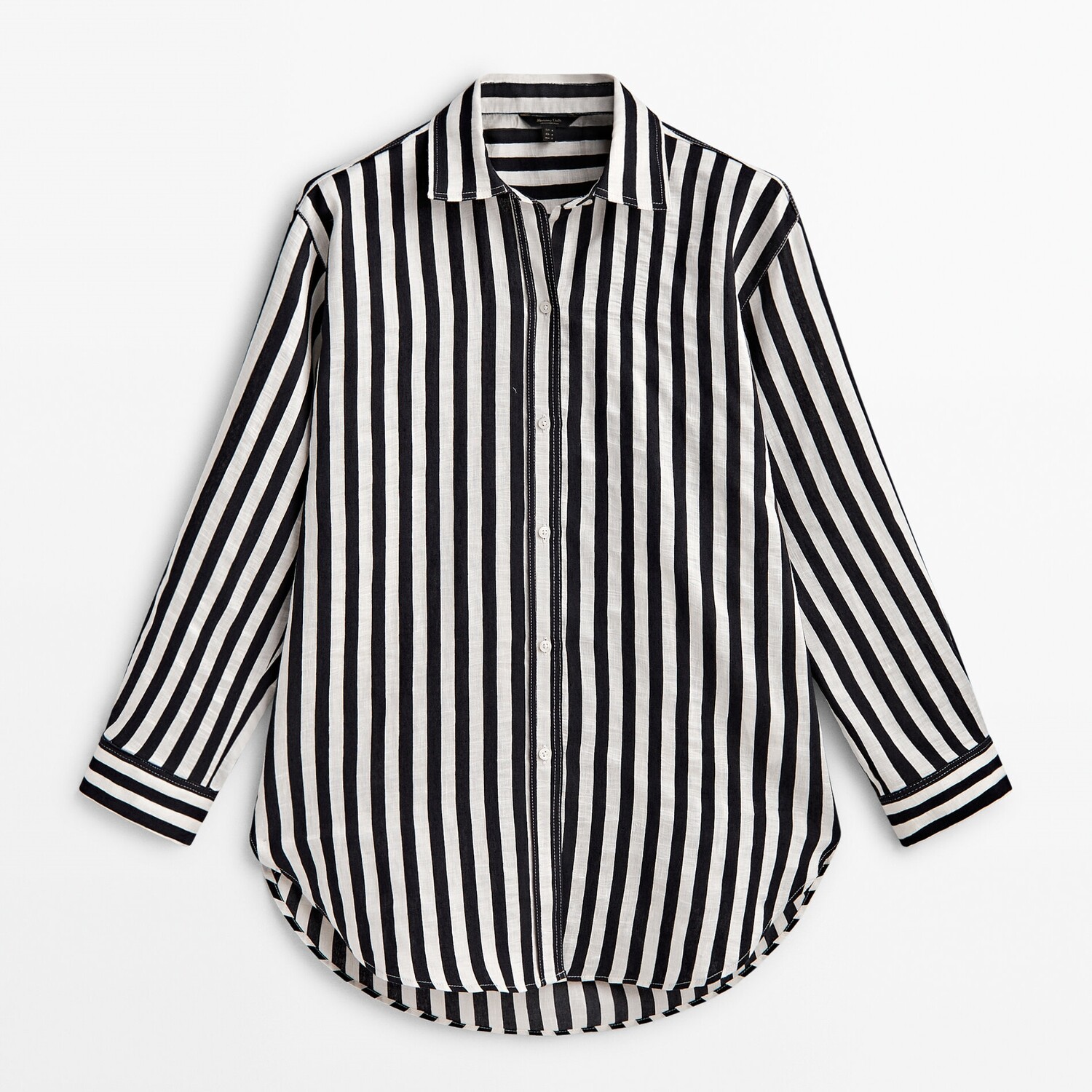 

Рубашка Massimo Wide Striped Linen Blend, белый/черный