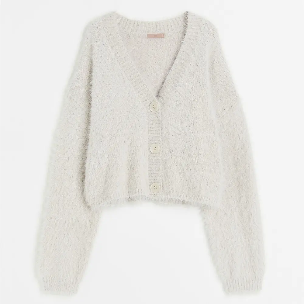 

Кардиган H&M Fluffy Knitwear, серо-бежевый