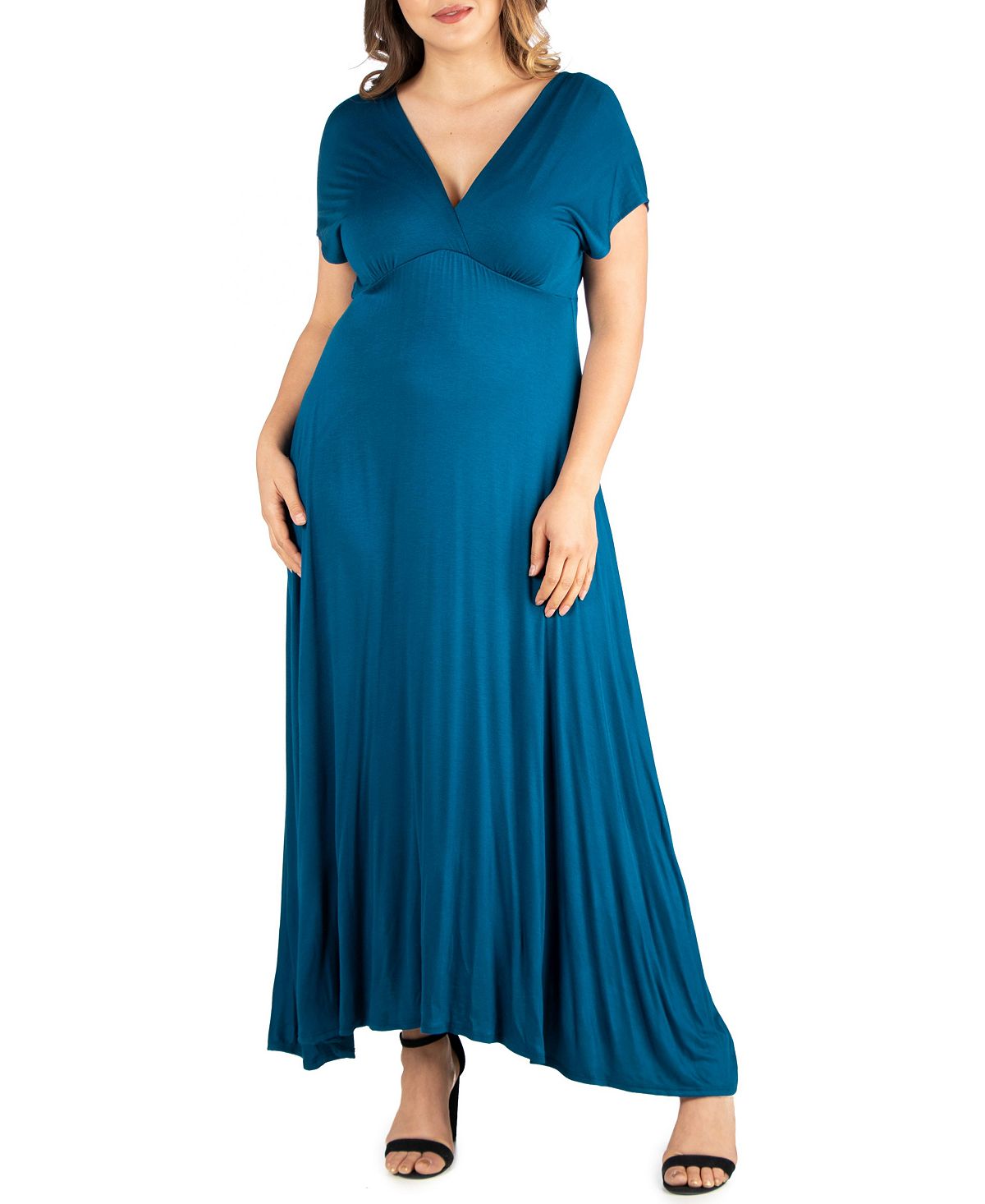 Женское макси-платье больших размеров с завышенной талией 24seven Comfort Apparel, бирюзовый