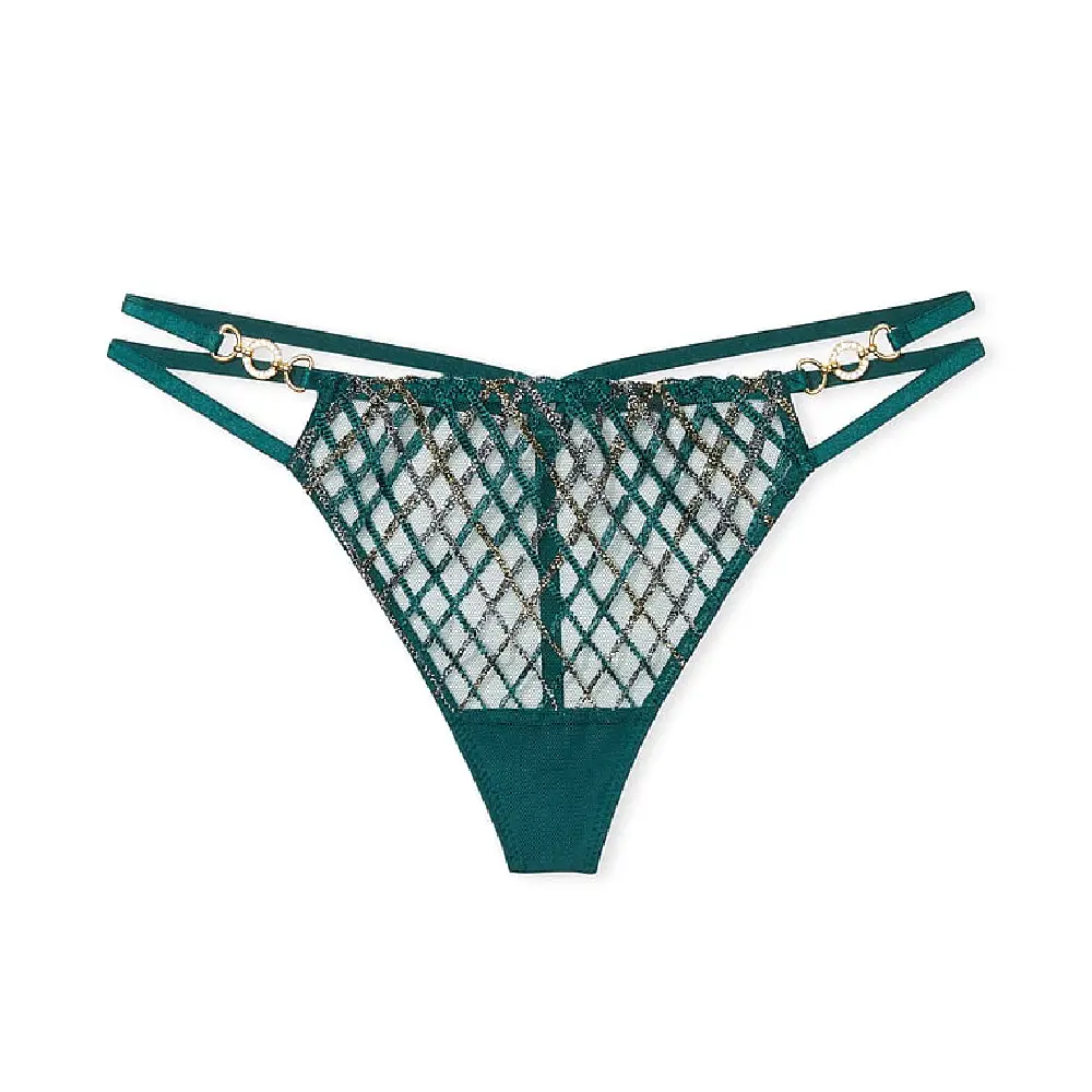 

Трусы Victoria's Secret Very Sexy Shimmer Embroidery Strappy, темно-зеленый