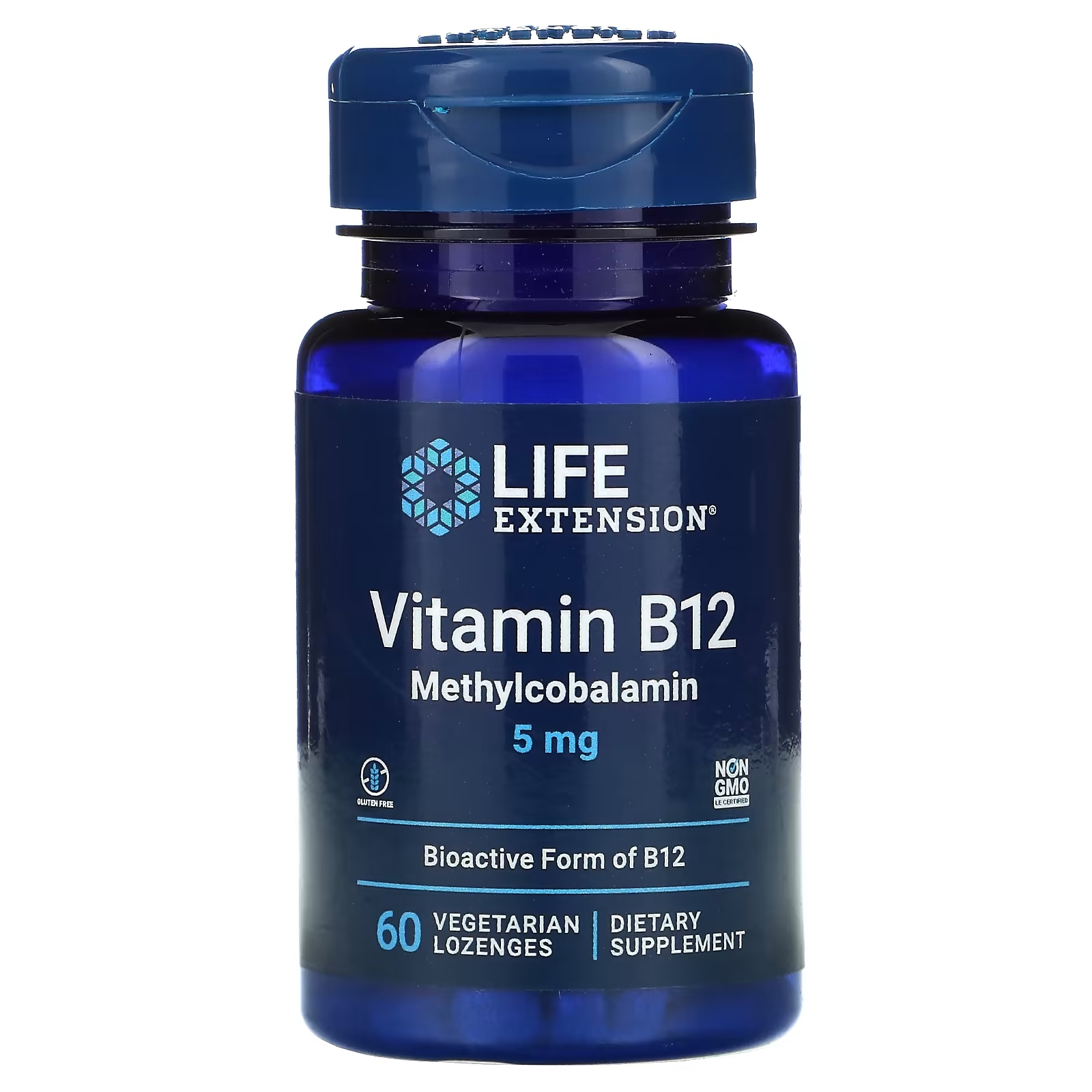 Витамин B12 Метилкобаламин Life Extension, 60 вегетарианских леденцов витамин с и био кверцетин 60 вегетарианских таблеток life extension