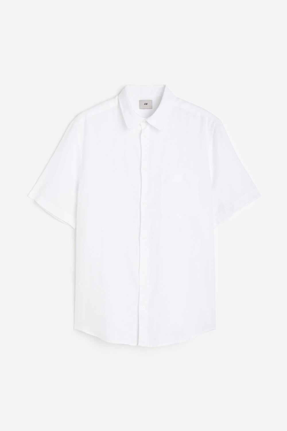 

Рубашка H&M Regular Fit Short-sleeved Linen Shirt, белый