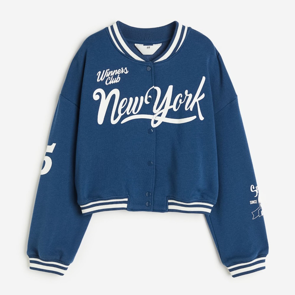 Бейсбольная куртка H&M Kids Oversized New York, синий