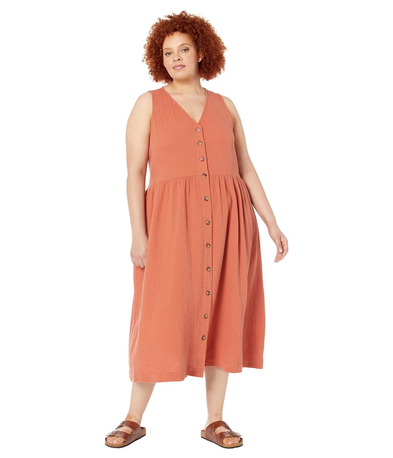 

Платье Madewell, Plus Lightspun Button-Front Tank Midi Dress