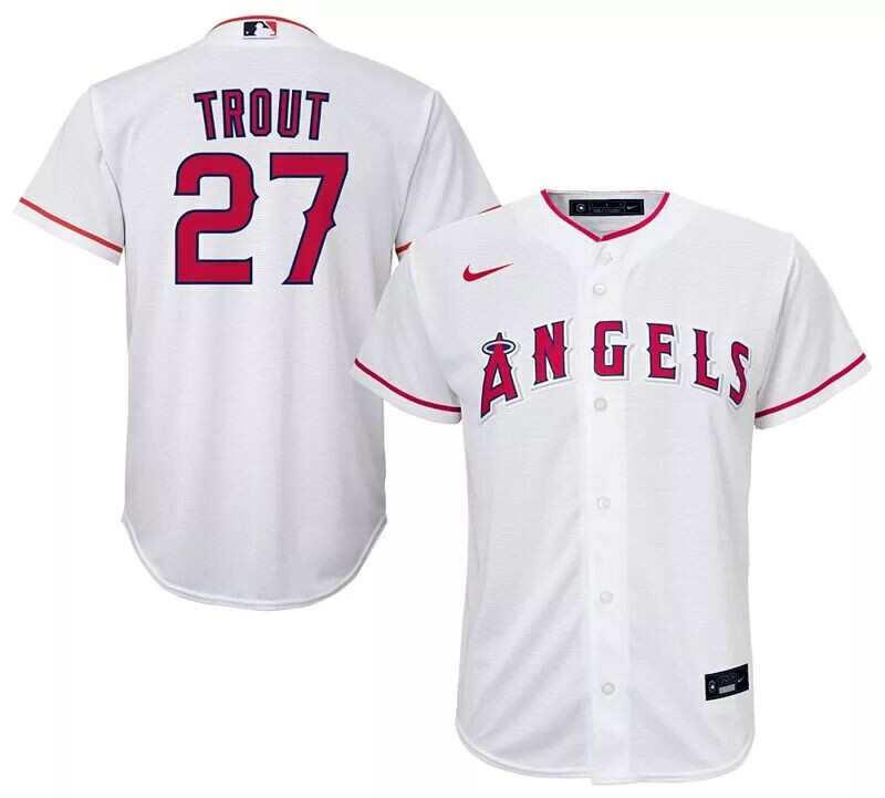 

Майка Nike Youth Los Angeles Angels Mike Trout #27 White Home Cool Base