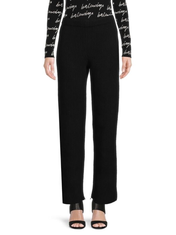 

Брюки Balenciaga в рубчик из смеси шерсти и кашемира, черный