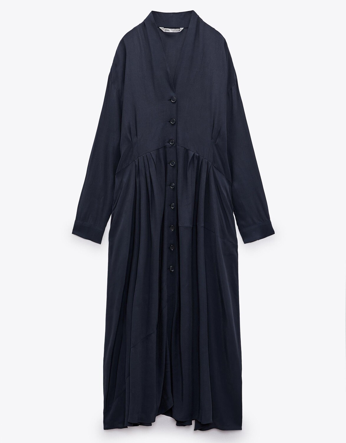 

Платье Zara Pleated Long, темно-синий