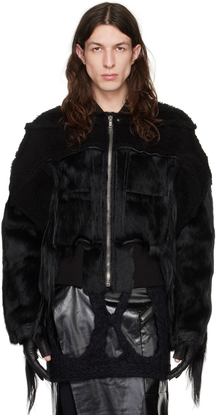 

Черная короткая дубленка Rick Owens