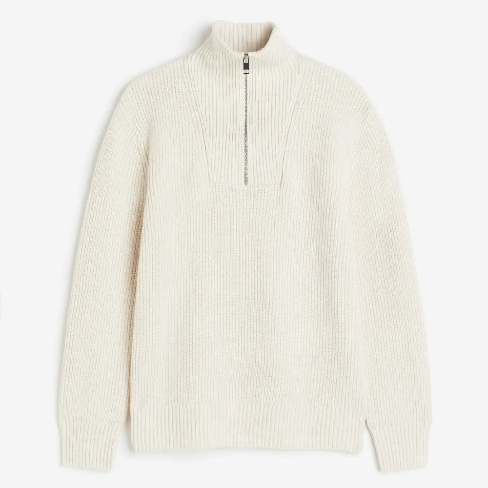 

Свитер H&M Regular Fit Half-zip, светло-бежевый