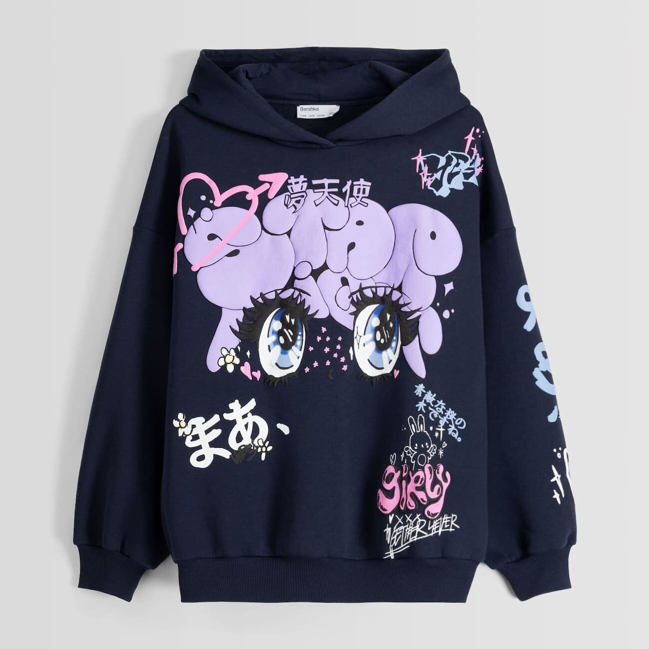 

Худи Bershka Printed, черный