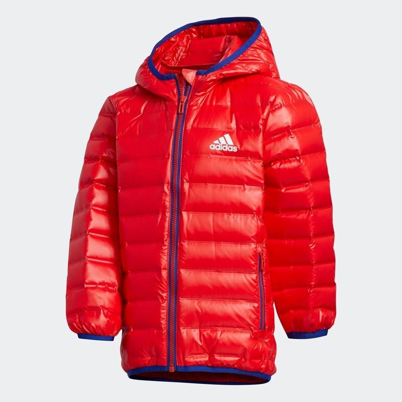 Куртка adidas LK J LT DOWN JK, красный/синий цена и фото