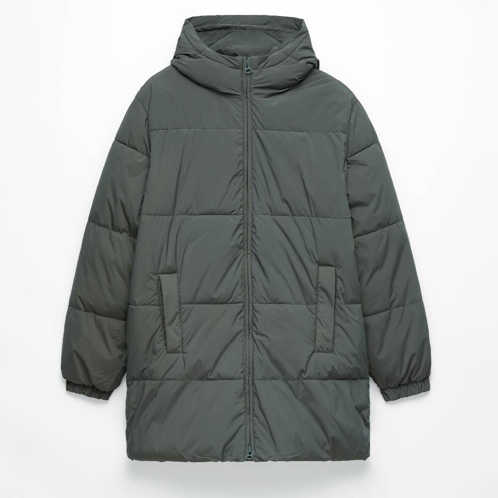 

Куртка Oysho Water-repellent Primaloft Padded Midi, хаки