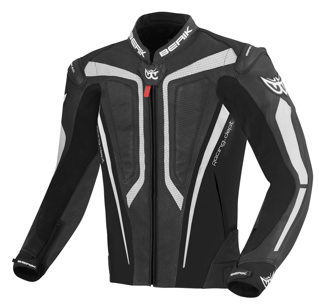 Мотоциклетная кожаная куртка Berik Street Pro с регулируемой талией и манжетами, черный/белый кожаная куртка zara белый