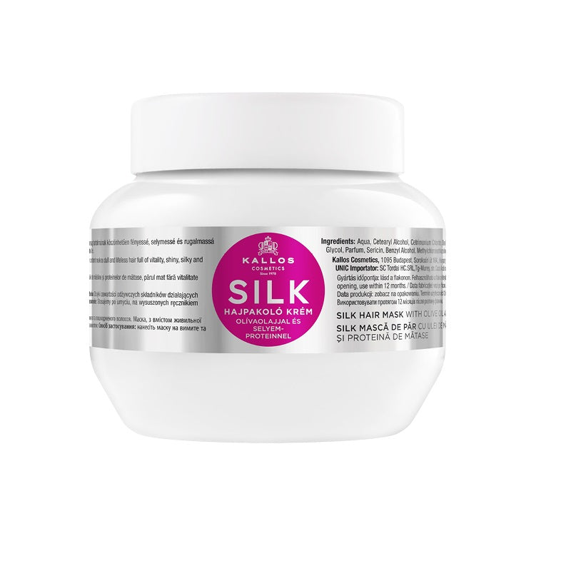 цена Kallos KJMN Silk Hair Mask маска для волос с оливковым маслом и протеинами шелка 275мл