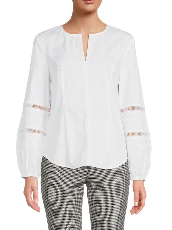 

Блузка ladderwork Donna Karan с отделкой, белый