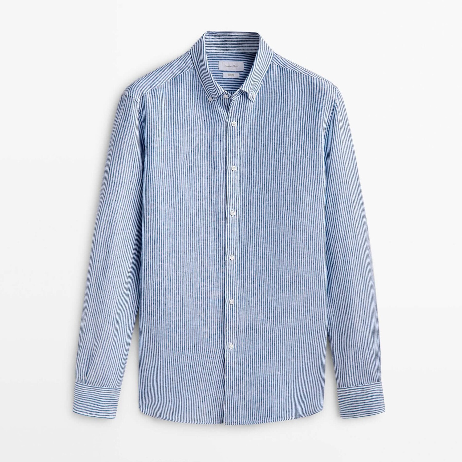 

Рубашка Massimo Dutti Slim Fit Two-tone Striped Linen, синий