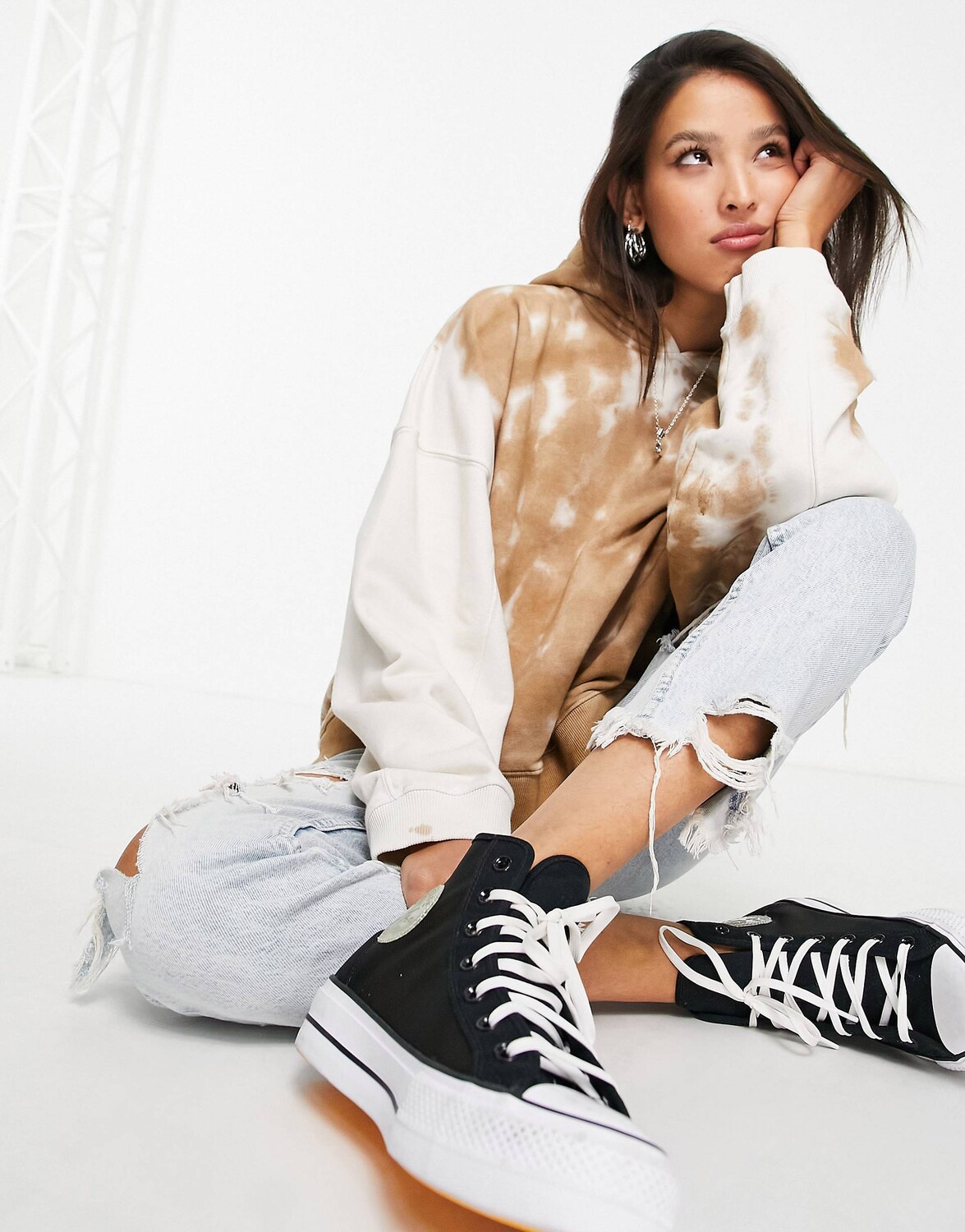

Разноцветное худи с заплатками Topshop