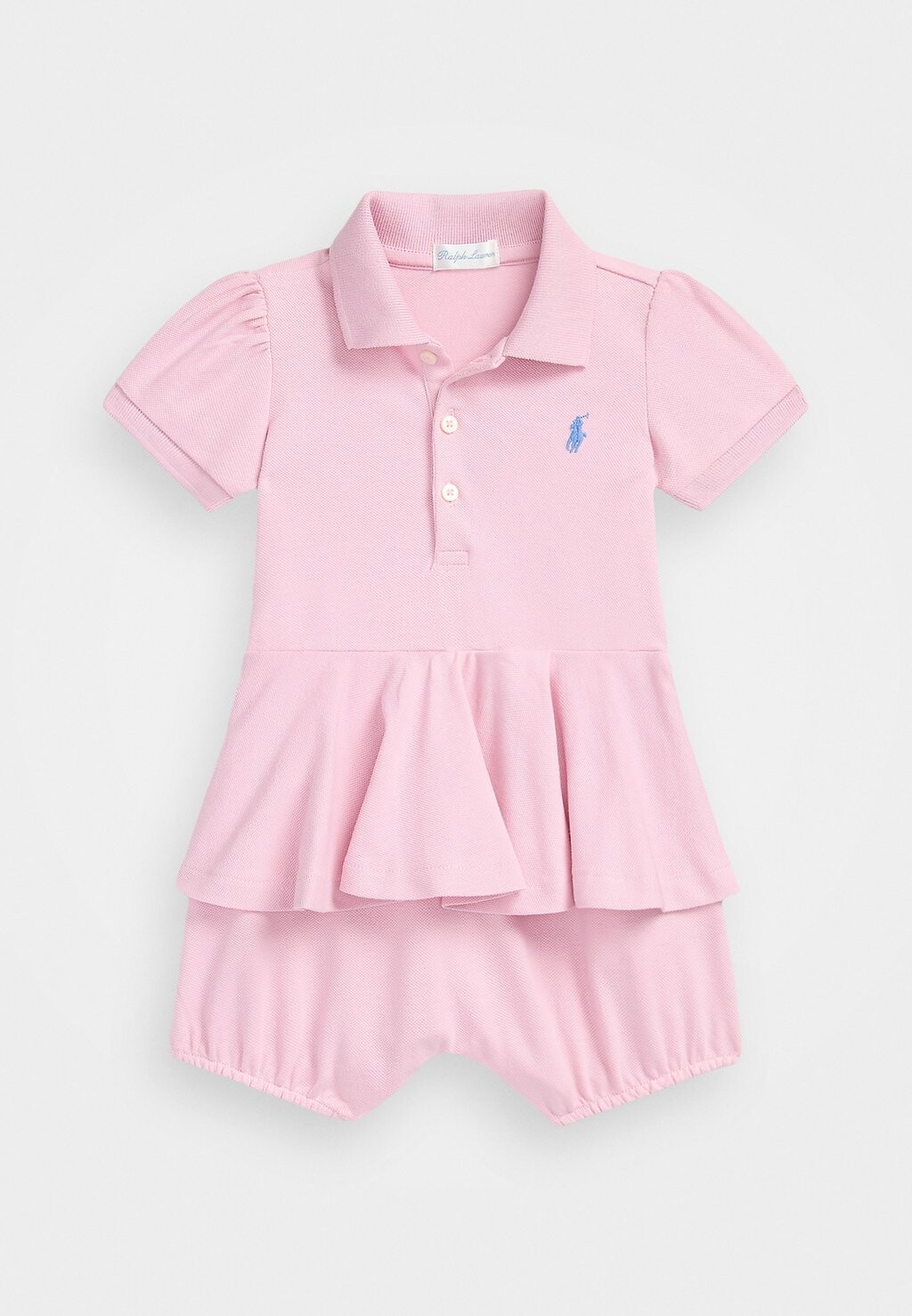 

Комбинезон BABY PEPLUM ONE PIECE SHORTALL Polo Ralph Lauren, цвет garden pink/dusty blue