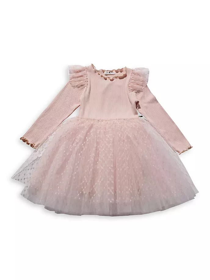 цена Платье-пачка из решетчатой ткани с оборками для маленьких девочек, маленьких девочек и девочек Petite Hailey, розовый