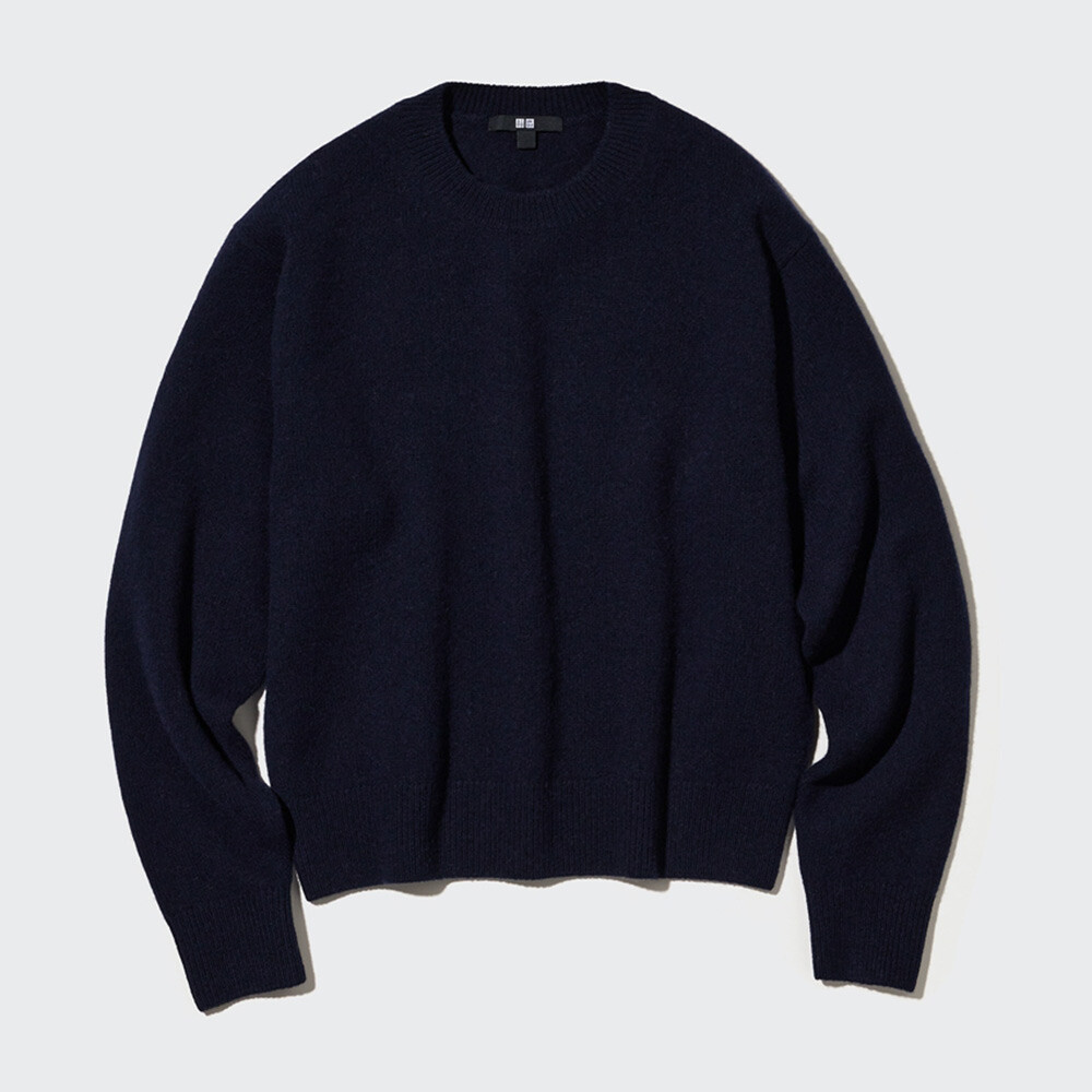 

Свитер Uniqlo с круглым вырезом из мягкой овечьей шерсти, темно-синий