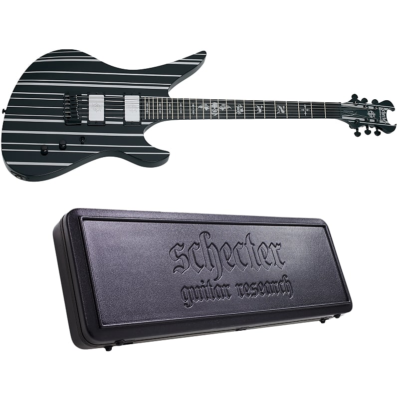 цена Электрогитара Schecter Synyster Custom HT Gloss Black w/Silver Pin Stripes Electric Guitar + Hard Case