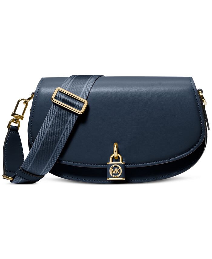 

Кожаный слинг-мессенджер Mila среднего размера East West Michael Kors, синий