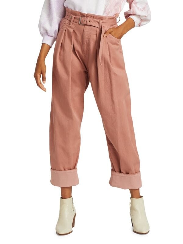 

Брюки Irolo Paperbag Rachel Comey из поплина, светло-розовый