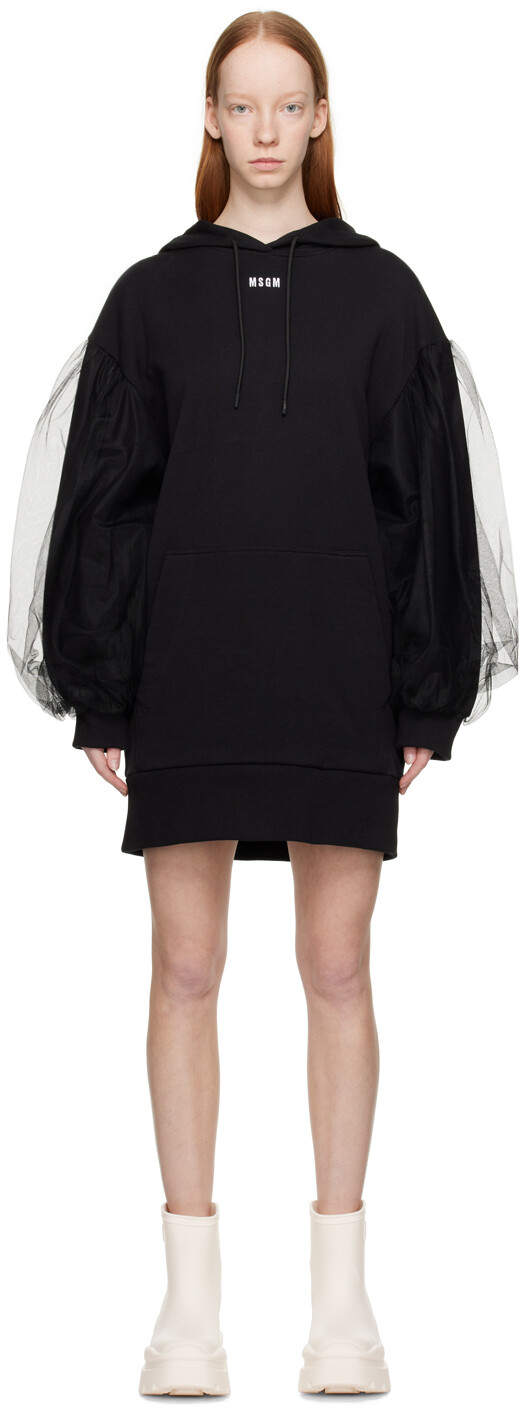 

Черное мини-платье со сборками MSGM