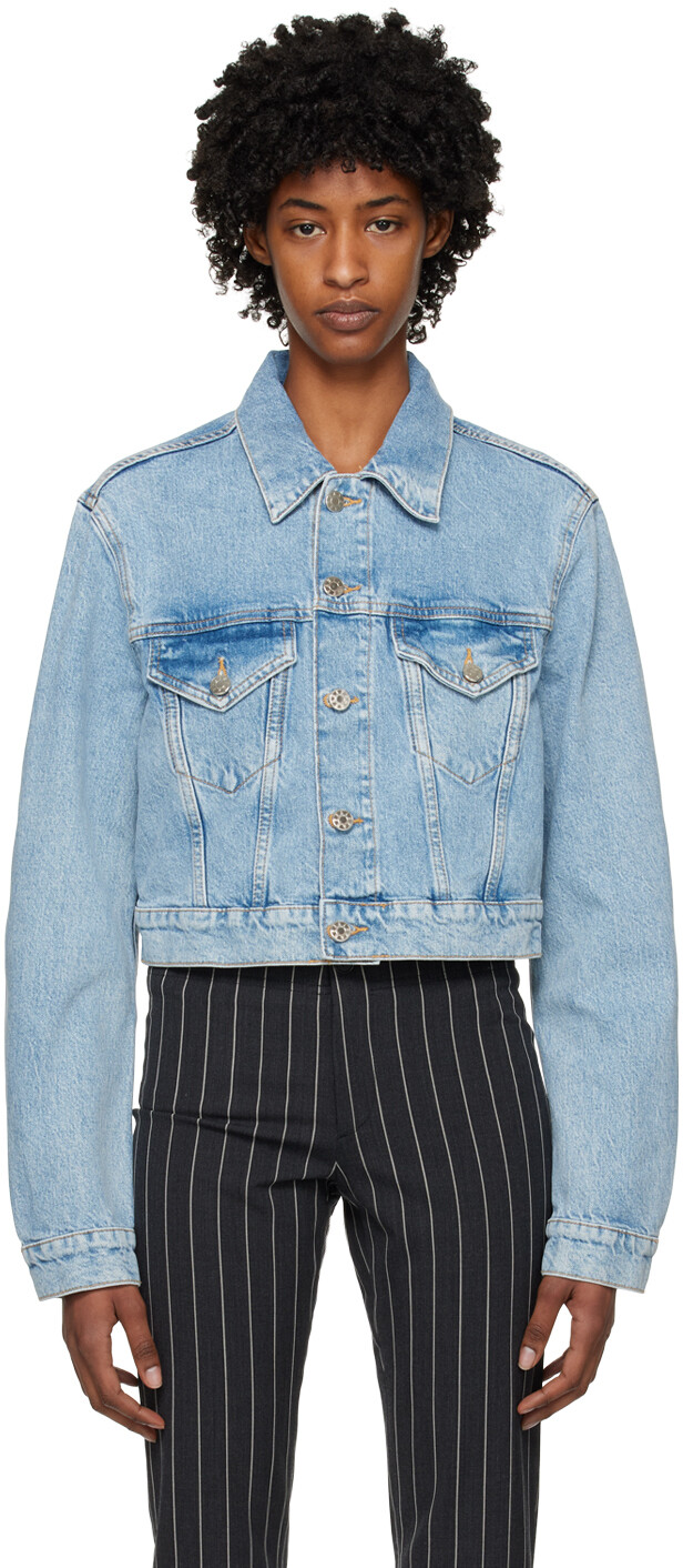 

Синяя укороченная джинсовая куртка Filippa K, Синий