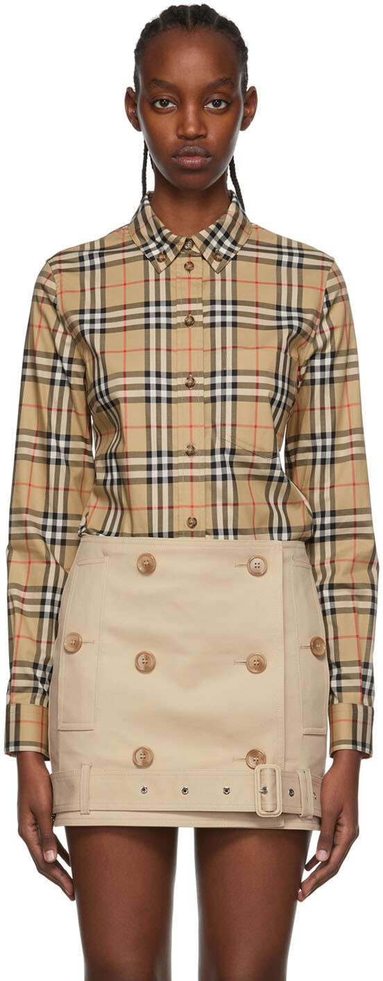

Коричневая рубашка в винтажную клетку Burberry