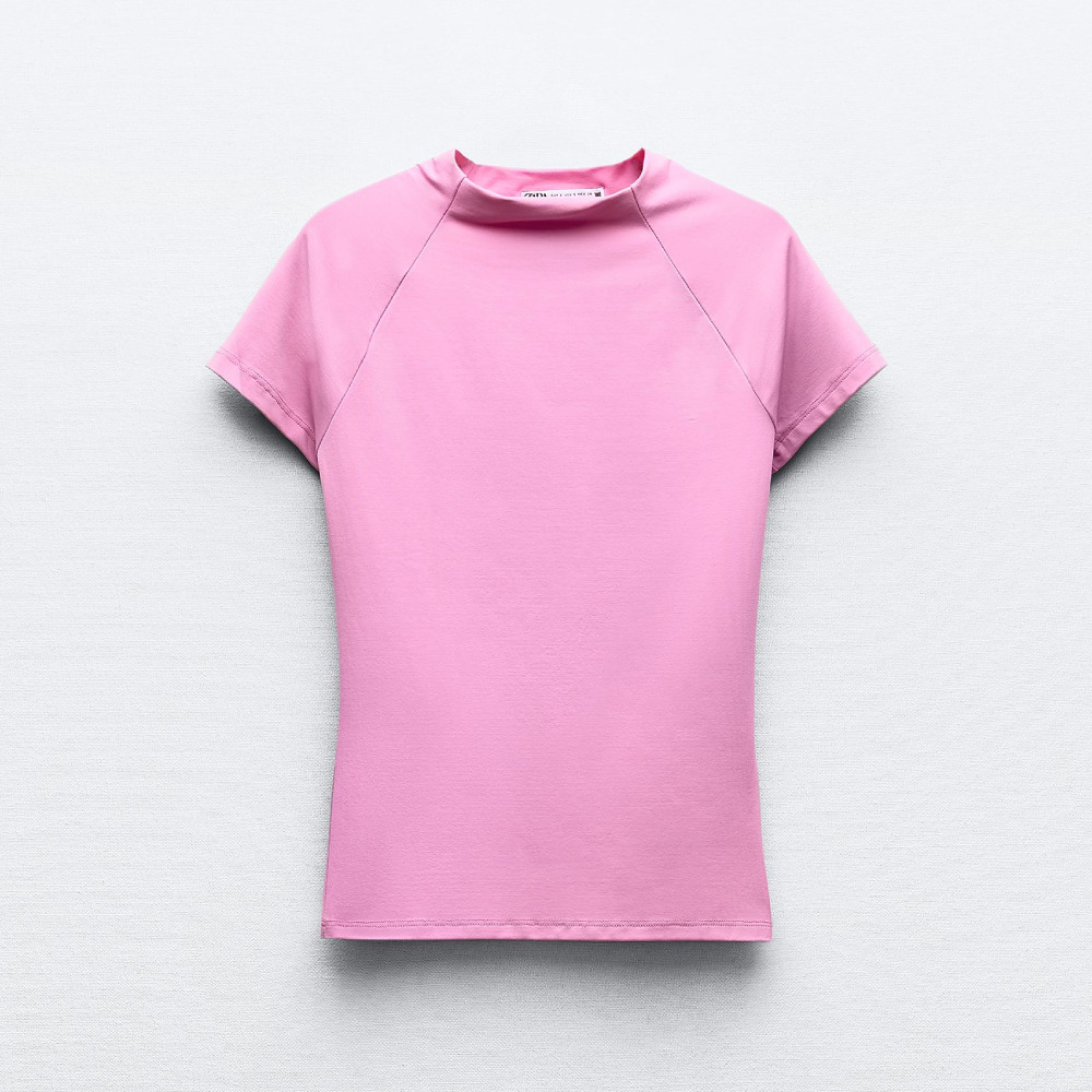 Футболка Zara Polyamide, светло-розовый