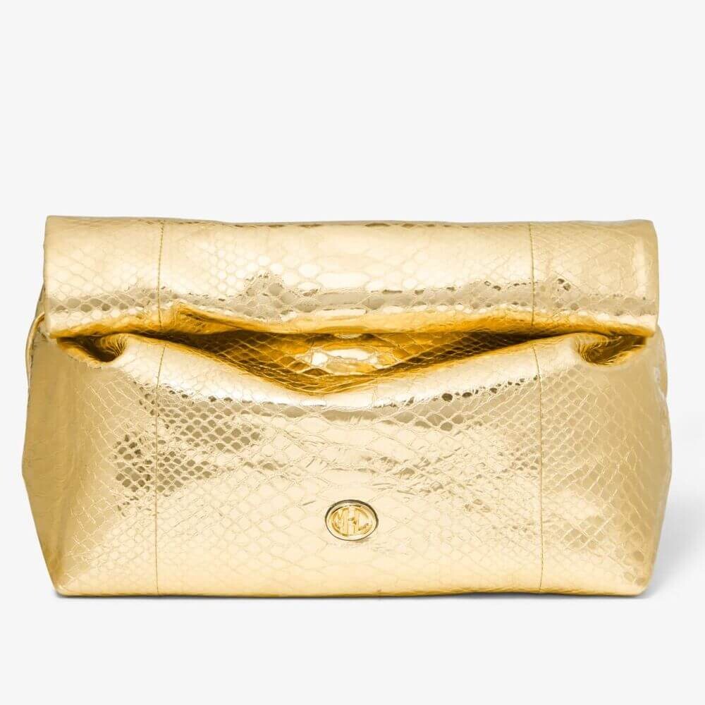 

Клатч Michael Kors Monogramme Medium Metallic Python Embossed Leather, золотой