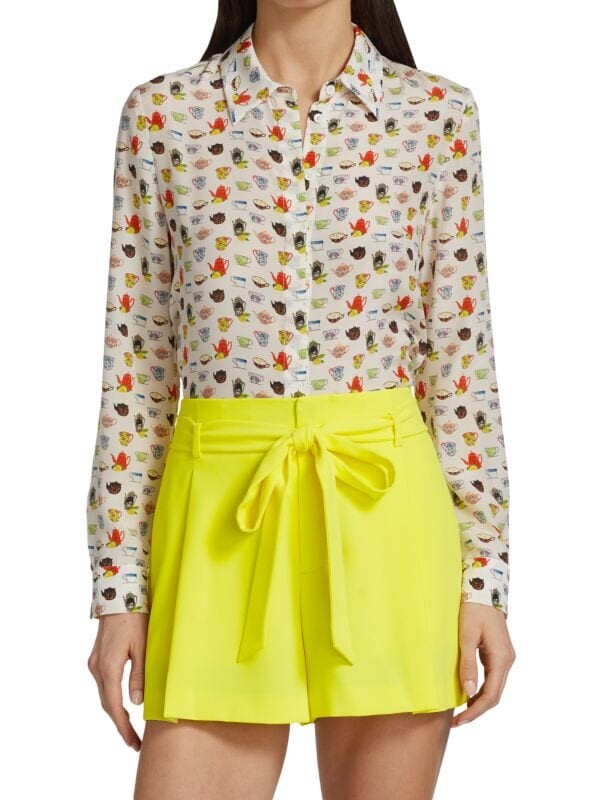 

Шелковая шифоновая блуза willa Alice + Olivia White multi