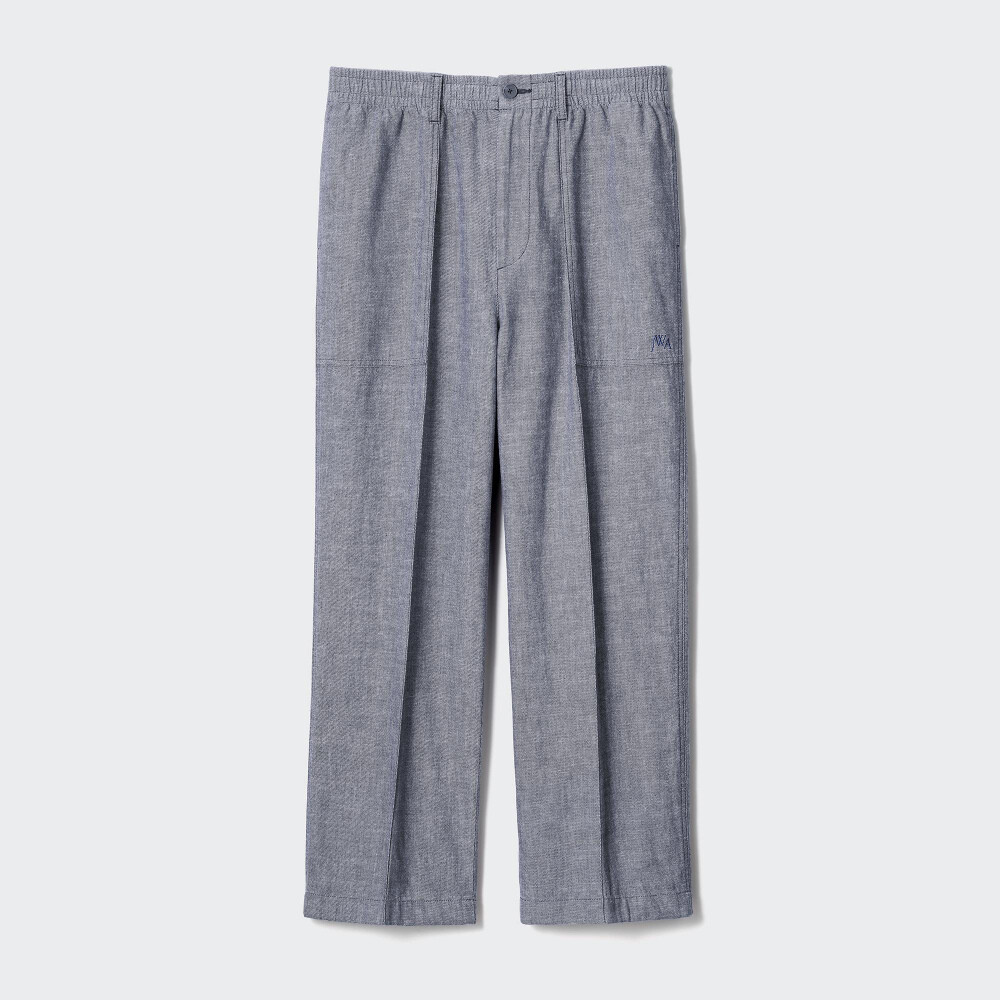 Брюки Uniqlo х JW Anderson Linen Blend Relaxed Fit, синий брюки uniqlo cotton denim relaxed fit синий