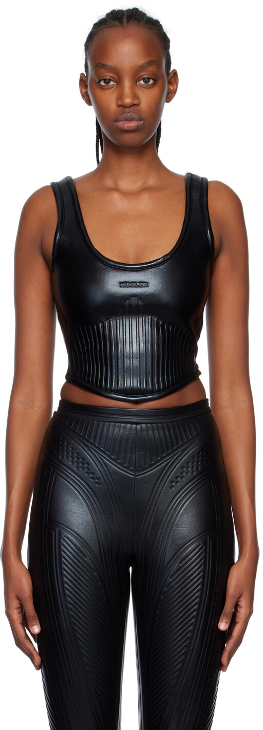 

Черная майка с тиснением Mugler