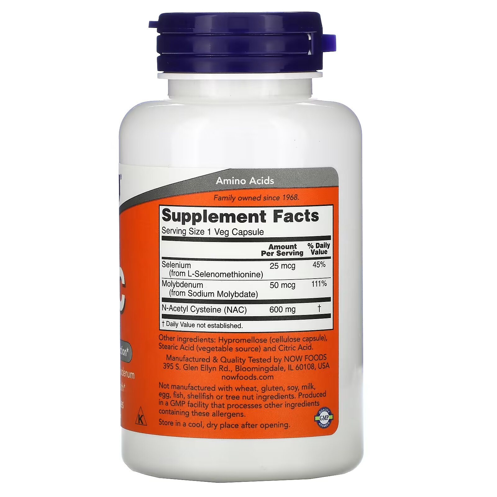 NAC N-ацетилцистеин NOW Foods 600 мг, 100 капсул