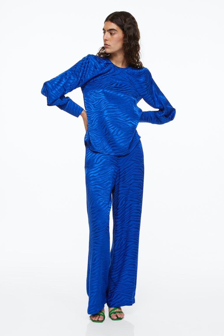 

Брюки из жаккардовой ткани H&M, ярко-синий/зебра