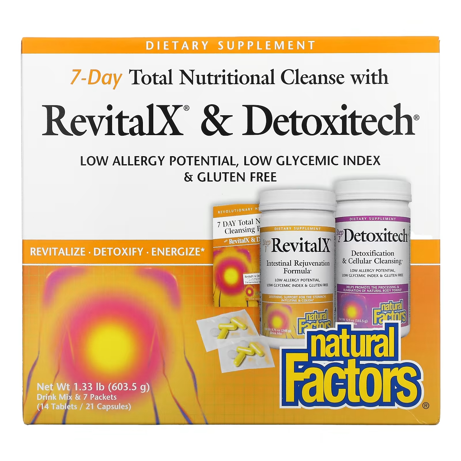 Питательное Очищение за 7 дней Natural Factors с RevitalX и Detoxitech, 603,5 г