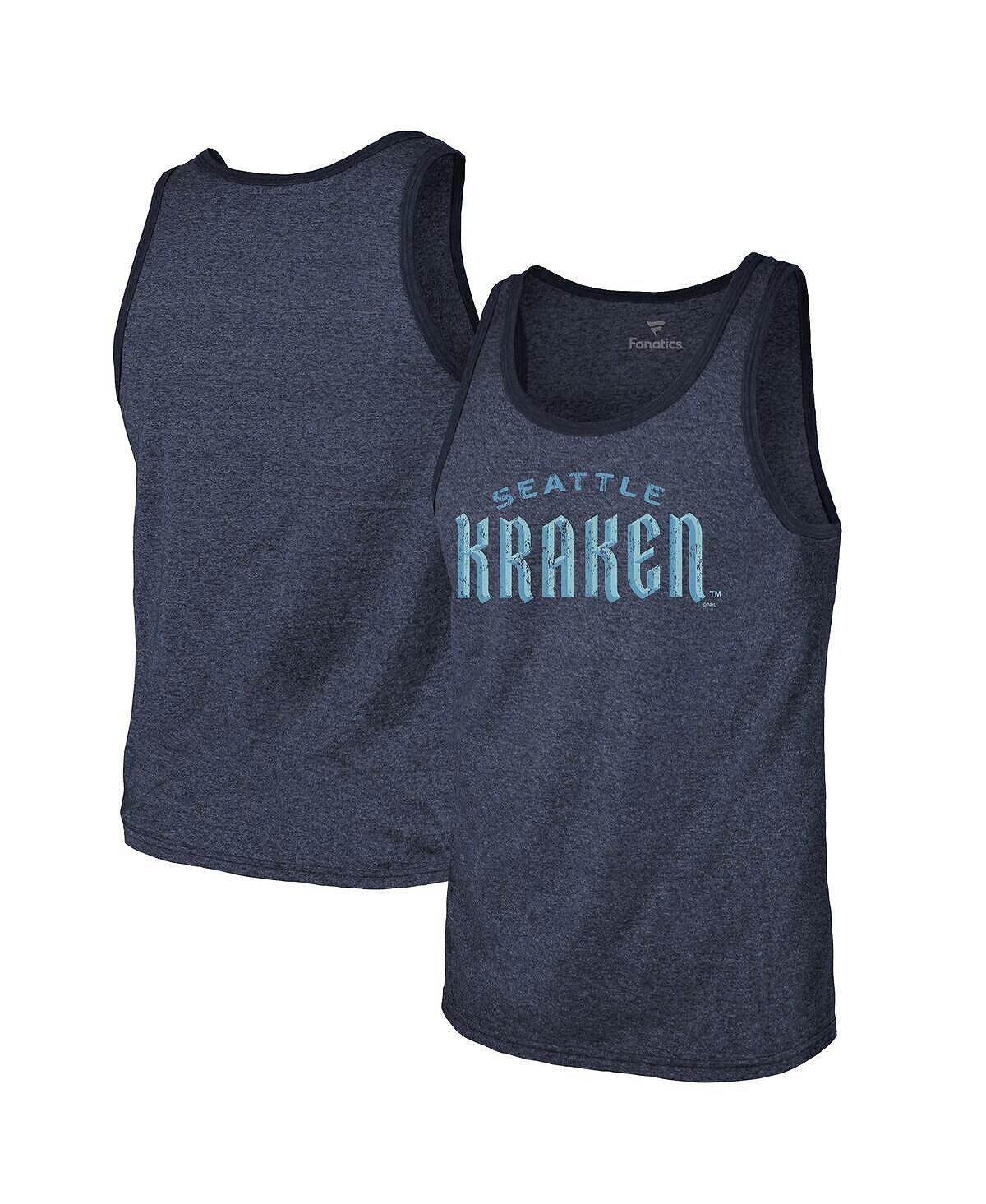 

Мужская фирменная темно-синяя майка seattle kraken с надписью tri-blend Fanatics, синий