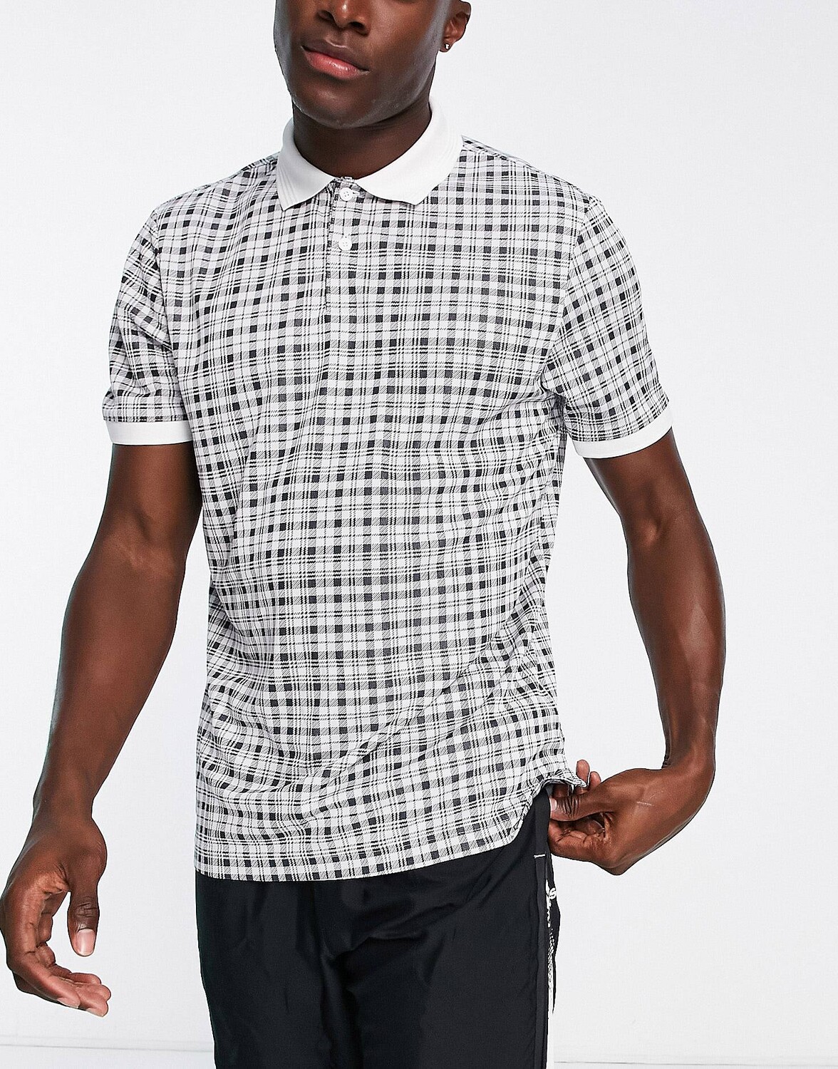 

Белая рубашка поло в клетку adidas Golf Adicross The Open