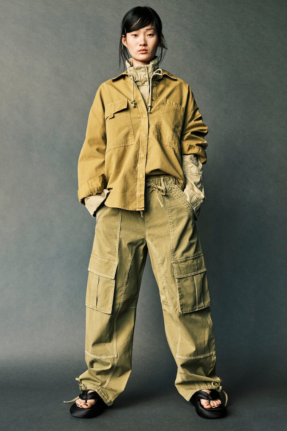 

Рубашка cargo ZARA, оливково-зеленый